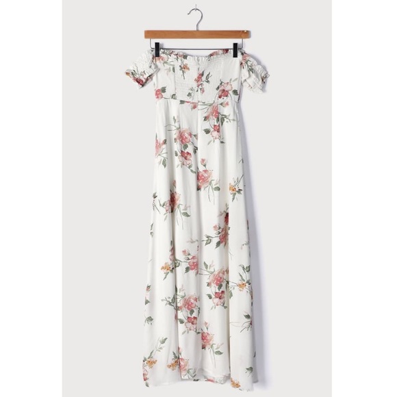 Lulu’s Capture a Heart White Floral Print Off-the-Shoulder Maxi Dress - Picture 6 of 7
